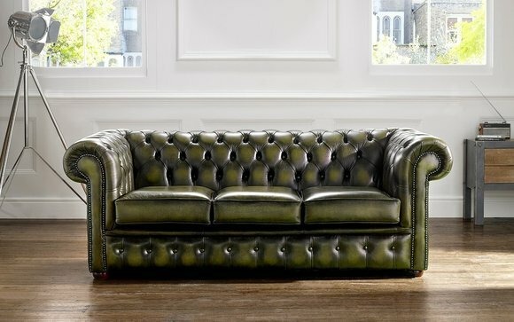 Echtes Leder Sofa 3 Sitzer Couch Grün Sofas Couchen Polster Sitz