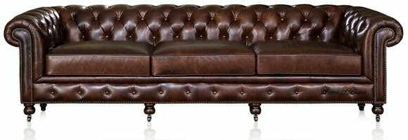 Chesterfield XXL Big Sofa Couchen Ledersofa Sofas Couch 3 Sitzer 210cm Braun Neu