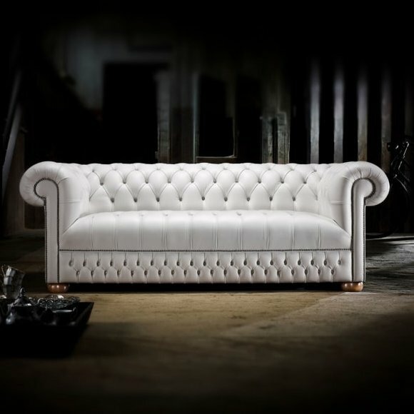Chesterfield Couch Polster Weiße Leder Sofa Polster Couchen Weiß Sofas Garnitur