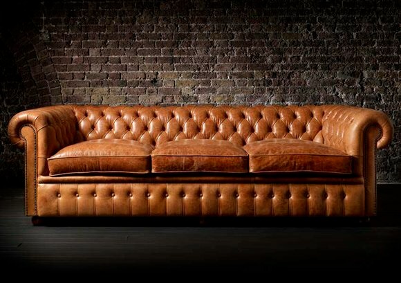 XXL Hellbraun Sofa 3 Sitzer Couch Chesterfield Polster Sitz Garnitur