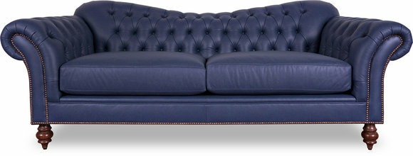 Edle Chesterfield Wohnzimmer Couch Blau Couchen Sofa Leder Sofas Garnitur