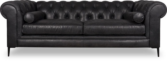 Designer Chesterfield Couch Leder Couchen Polster Ledersofa Sofa Schwarze Sofas