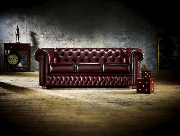 XXL Sofa 3 Sitzer Couch Chesterfield Polster Sitz Garnitur Leder Rot Textil