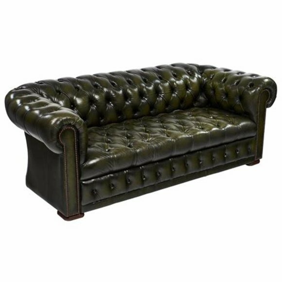 Chesterfield Grüne Polster Leder Stoff Couch 3 Sitzer Sofas Couchen Garnitur Neu