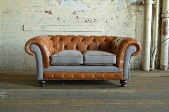 design Sofa 3 Sitzer Couch Chesterfield Polster Sitz Deko Garnitur Leder