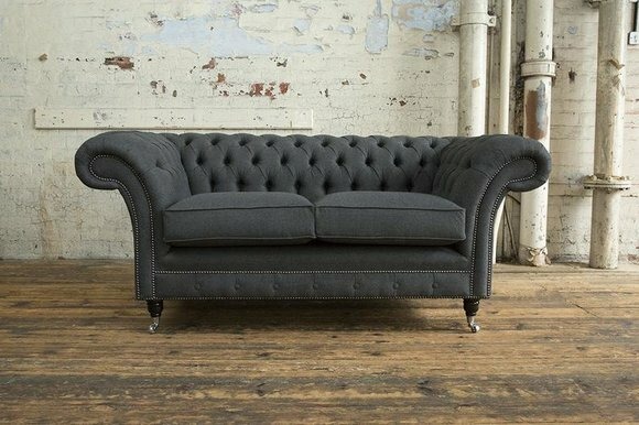 Luxus 2 Sitzer Couch Polster Sofa Textil Stoff Couchen Chesterfield Garnitur Neu