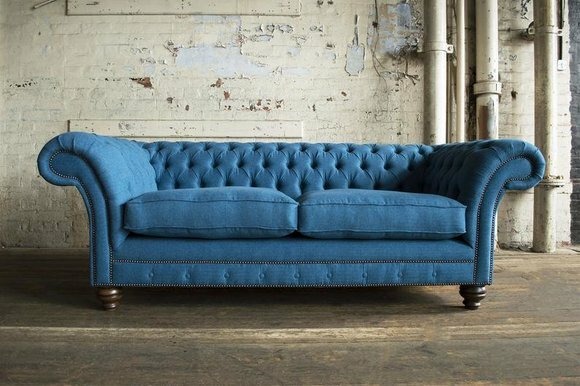 XXL Sofa 3 Sitzer Couch Chesterfield Polster Sitz Garnitur Textil Leder