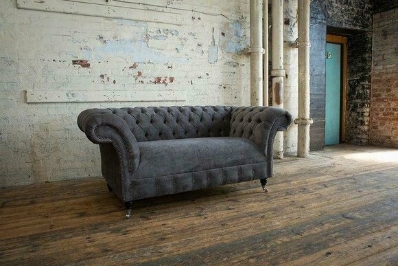 Cheserfield Samt Sofa 2 Sitzer Designer Couchen Couch Stoff Polster
