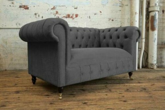 Sofas 2 Sitzer Couch Polster Sofa Stoff Chesterfield Couchen Deko Garnitur