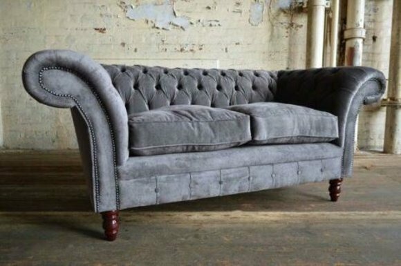 Chesterfield Textil Polster Sofa Design Luxus Couch Stoff Sofas 2 Sitzer Couchen