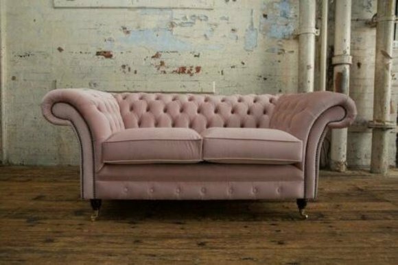Cheserfield Samt Sofa 2 Sitzer Designer Couchen Deko Couch Textil Stoff