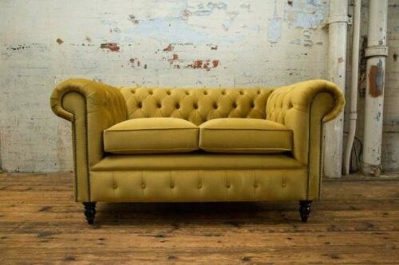 Cheserfield Samt Sofa 2 Sitzer Designer Couchen Couch Textil Stoff