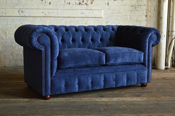 Chesterfield Couch Textil Stoff Sofa Möbel Edles Design Samt Designer 2 Sitzer