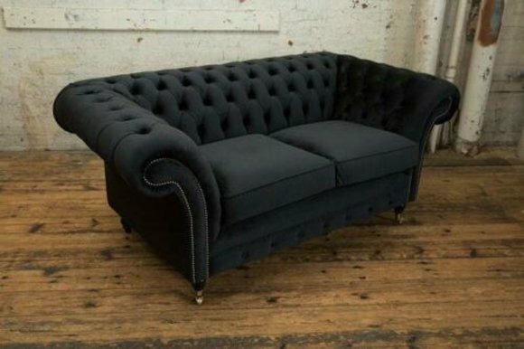 Chesterfield 2 Sitzer Couch Textil Stoff Sofa Möbel Edles Design Samt