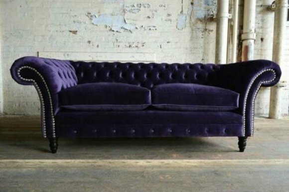 Chesterfield Couch Textil Samt Stoff Designer Sofa Möbel Edles Design 3 Sitzer