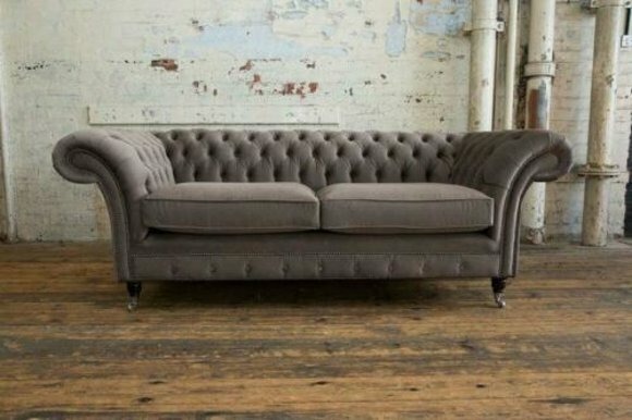 Chesterfield Couch Samt Textil Stoff Designer Sofa Möbel Edles Design 3 Sitzer