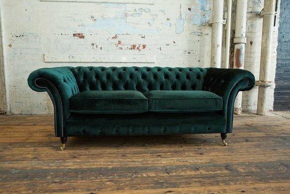 Edle Ausgefallene Chesterfield Couch Samt Textil Stoff Designer