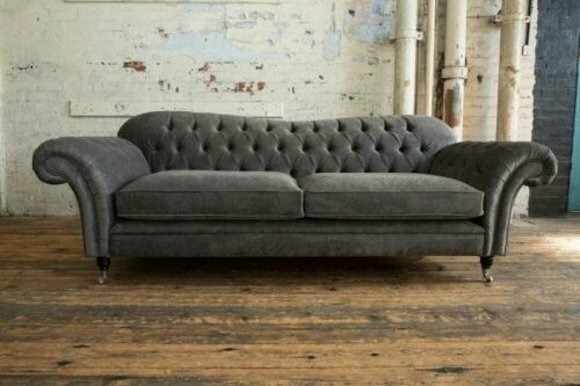 Sofa 3 Sitzer Couch design Chesterfield Sitz Garnitur Leder Textil Polster Neu!
