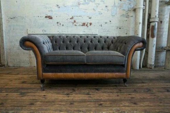 Luxus 2 Sitzer Couch Polster Sofa Textil Stoff Chesterfield Garnitur Neu Couchen
