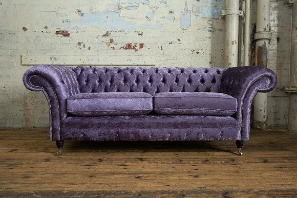 Cheserfield Samt Sofa 3 Sitzer Designer Couchen Couch Stoff Polster