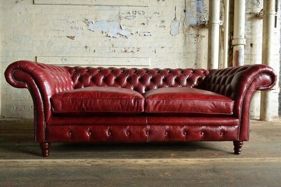 Bordaux 3 Sitzer Chestrerfield Leder Sofa Couch Polster Garnitur Textil