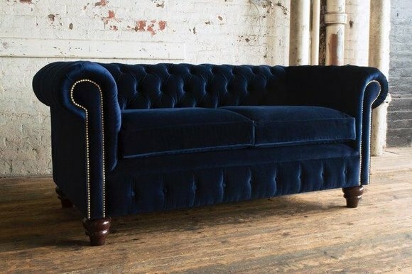 Sofa Luxus Leder Textil Chesterfield Couch Sofas Deko Polster 3 Sitzer