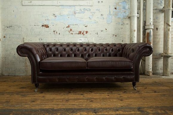 Sofa Luxus Leder Textil Chesterfield Couch Sofas Polster 3 Sitzer Garnitur Neu