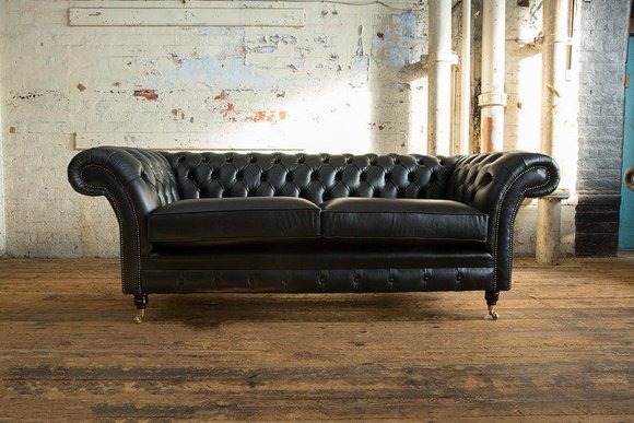 Luxus Leder Textil Chesterfield Sofa Couch Sofas Polster 3 Sitzer Garnitur