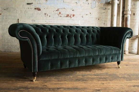 XXL Big Sofa Couch Chesterfield Polster 3 Sitzer Sitz Garnitur Leder