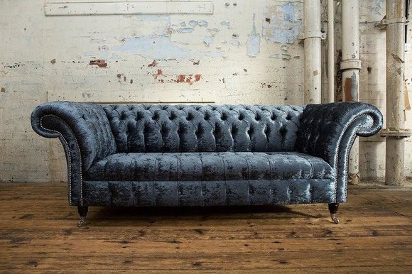 Chesterfield Couch Sofa Polster 3 Sitzer Couchen Sitz Sofas Garnitur Graue Neu