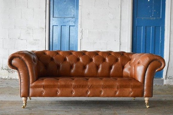 Braune Chesterfield Couch Sofa Polster 3 Sitzer Couchen Sitz Garnitur