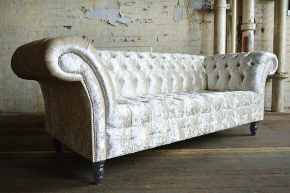 Chesterfield 3 Sitzer Couch Sitz Textil Stoff Leder Couchen Sofas Sofa