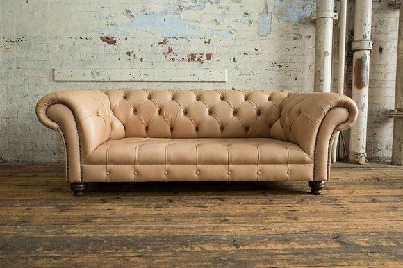 3 Sitzer Chesterfield Polster Sofas Design Luxus Couch Sofa Leder Couchen Braun