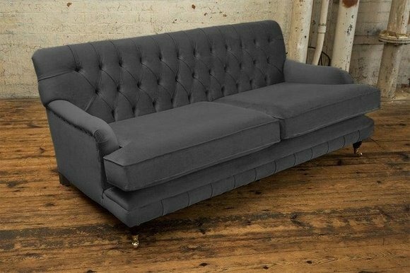 Chesterfield Grau Couch Sofa Polster 3 Sitzer Couchen Sitz Garnitur Sofas Neu