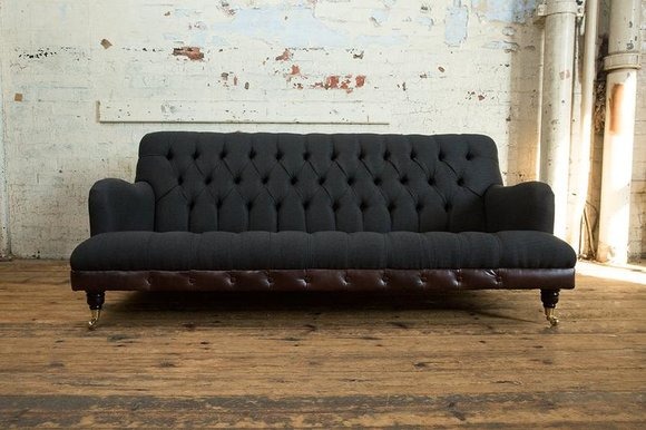 Chesterfield Schwarz Couch Sofa Polster 3 Sitzer Couchen Sitz Garnitur Sofas Neu