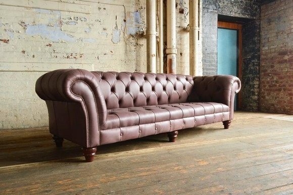 Chesterfield Leder Polster Design Luxus Couch Sofa Klassische 4 Sitzer