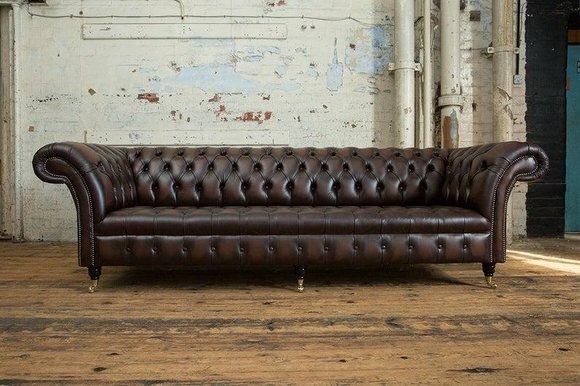 XXL Big Wohnzimmer Couch Chesterfield 4 Sitzer Leder Sofa Couchen Garnitur Neu