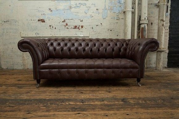 Polster Sofa Design Luxus Couch Klassische Sofas3 Sitzer Chesterfield Leder Neu