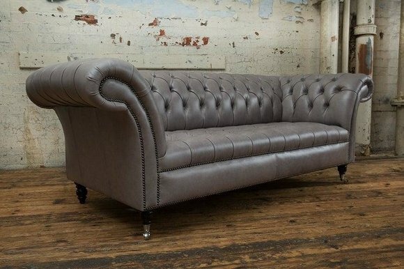 Chesterfield Ledersofa Sofa Couch Polster Textil Stoff Luxus Klasse Garnitur Neu