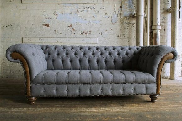 Chesterfield XXL Sofa Couch 3 Sitzer Polster Textil Stoff Couchen