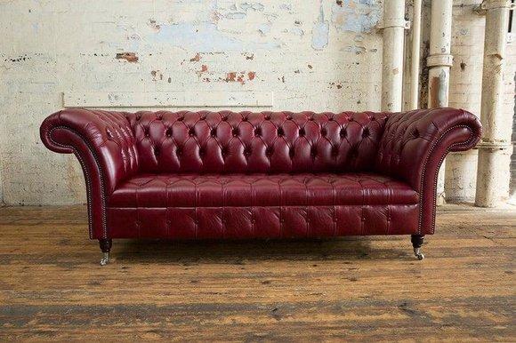 Bordaux Rote Chesterfield Couch Sofa 3 Sitzer Polster Couchen Sofas