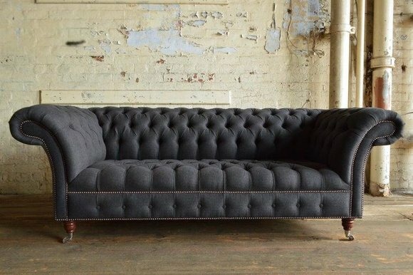 Graue Designer Sofa Couch Polster XXL Textil Leder 3 Sitzer Big Sofas