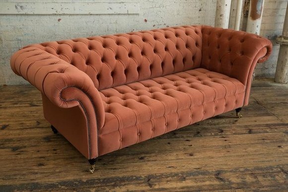 Chesterfield 3 Sitz Sitzer Couch Polster Textil Stoff Leder Couchen Sofas