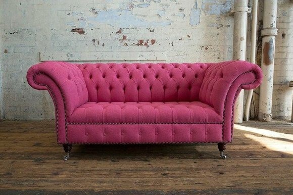 Edle Designer Couch 2 Sitzer Chesterfield Couchen Sofas Samt Stoff