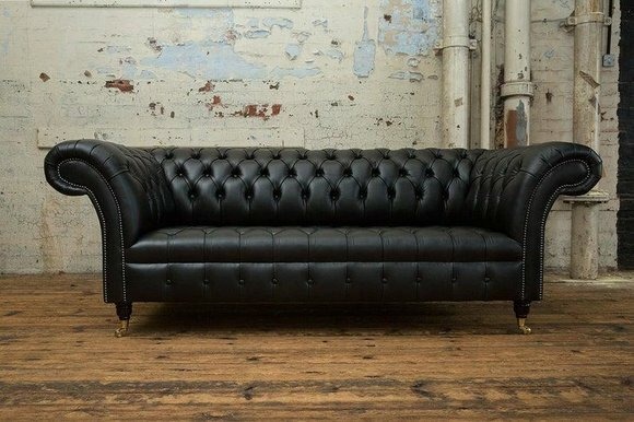 Ledersofa Sofa Couch Garnitur 3 Sitzer Sofas Couchen Deko Chesterfield