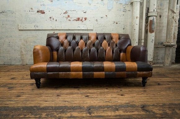 Ledersofa Sofa Couch Garnitur 3 Sitzer Sofas Deko Couchen Chesterfield