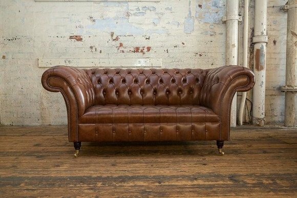 Chesterfield Ledersofa Sofa Couch Polster 2 Sitzer designer Textil Sofas