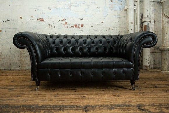 Chesterfield Ledersofa Couch Polster 2 Sitzer designer Textil Sofas