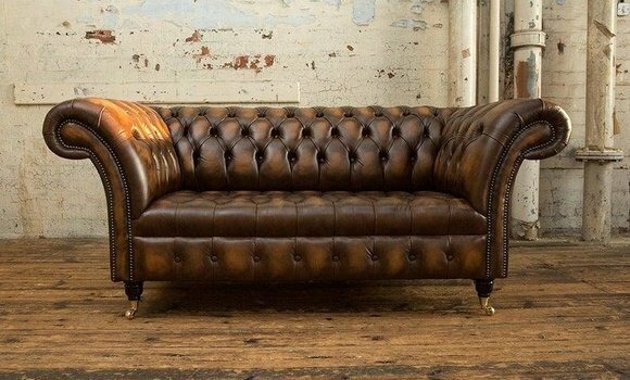 2 Sitzer Couch Chesterfield Leder Textil Polster Sofa Couchen Sofas Designer Neu