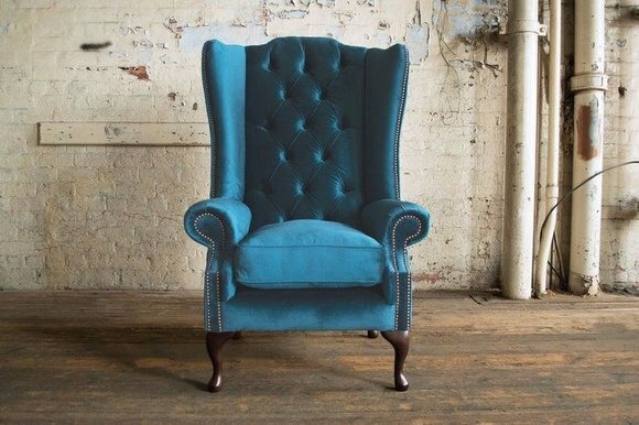 XXL Ohrensessel Sessel Samt Edler Luxus Relax Lounge chesterfield 1 Sitzer club